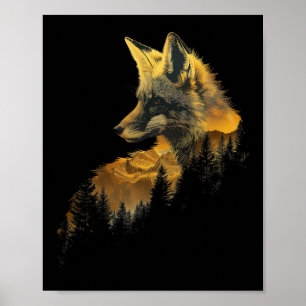 Fox Forest Nature Lover Mountains Wandern Camping  Poster
