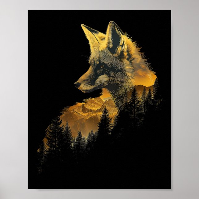 Fox Forest Nature Lover Mountains Wandern Camping  Poster (Vorne)