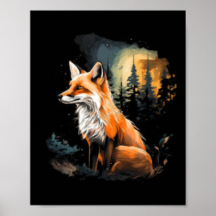 Fox Forest Nature Lover Mountains Wandern Camping Poster