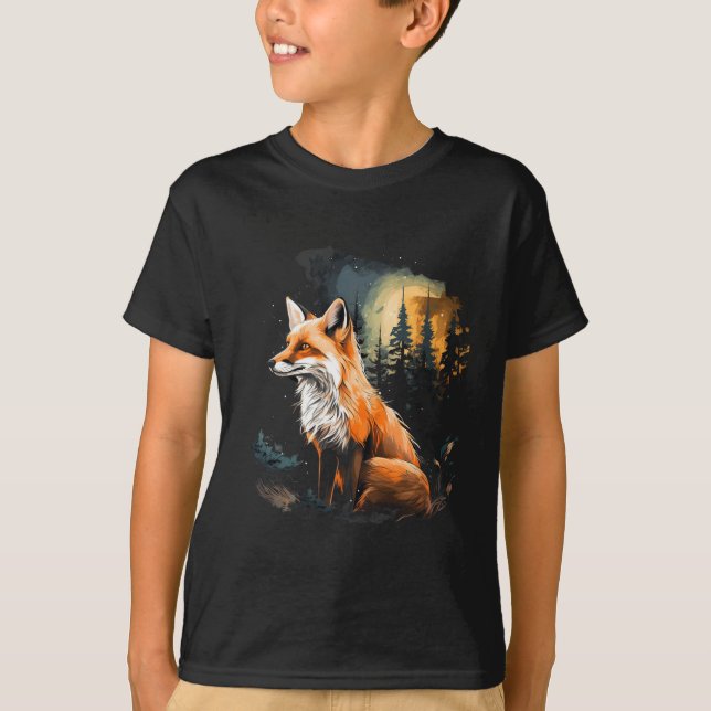 Fox Forest Nature Lover Mountains Wandern Camping  T-Shirt (Vorderseite)