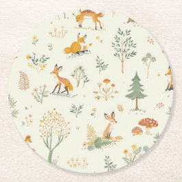 "Fox Forest Untersetzer" Runder Pappuntersetzer