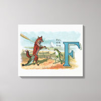 Fox Frog Fishing Antike Illustration