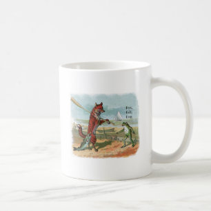 Fox Frog Fishing Antike Illustration Tasse