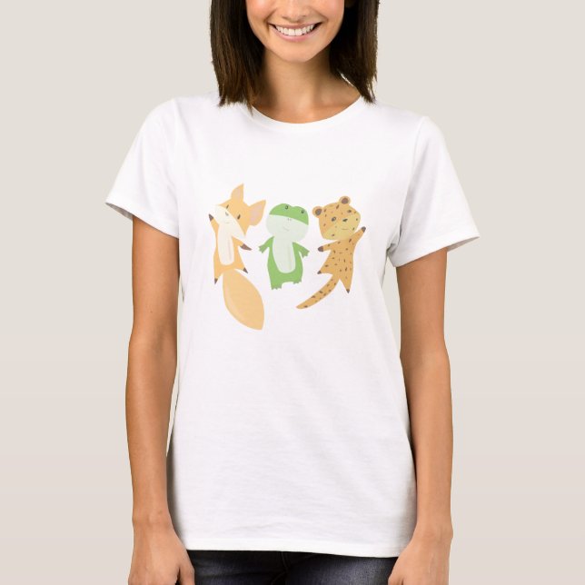 Fox Frog Leopard Tierfreunde Funny Animals T-Shirt (Vorderseite)