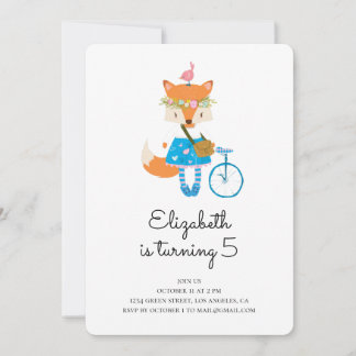 Fox Geburtstagsfeier Einladung. Mädchen. Tierart Einladung