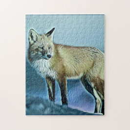 Fox genießt einen Schneetag Puzzle
