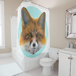 Fox-Gesicht auf blass blau - Malerei in Acryl Duschvorhang