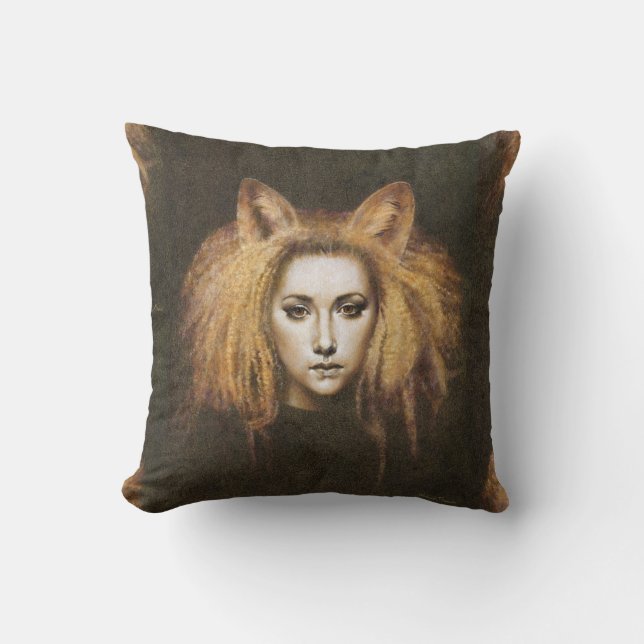 Fox Girl Throw Cushion Kissen (Vorderseite)