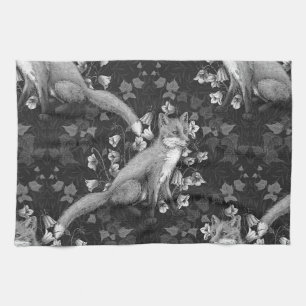 Fox, Glockenblumen und Efeu, einfarbig, silberne W Geschirrtuch