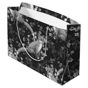 Fox, Glockenblumen und Efeu, einfarbig, silberne W Große Geschenktüte