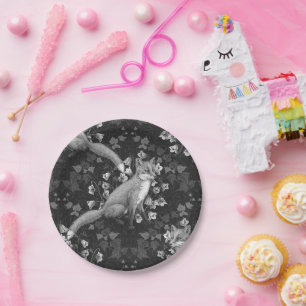 Fox, Glockenblumen und Efeu, einfarbig, silberne W Pappteller