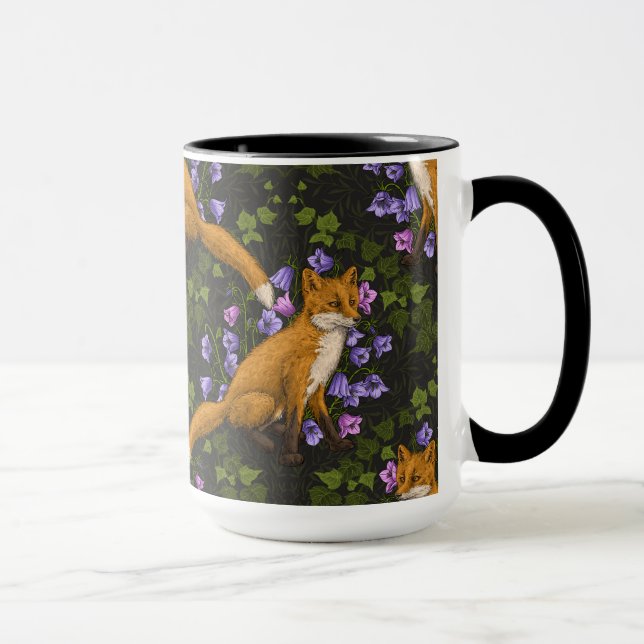 Fox, Glockenblumen und Efeu, grün, orange und viol Tasse (Rechts)