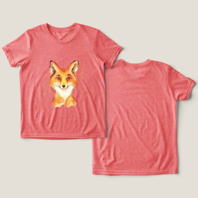 Fox Gold Spritzer Tri-Blend Shirt (Design Vorderseite & Rückseite)
