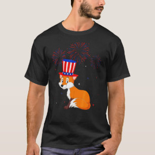 Fox Graphic Red White Fireworks Decor 4. T-Shirt