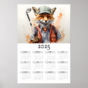 Fox Green Baseball Cap Golf Wall Kalender spielen Poster
