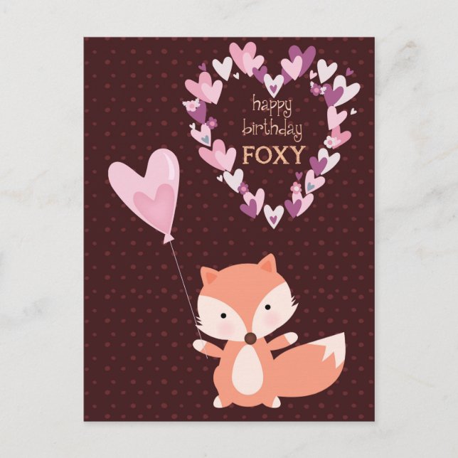 Fox Happy Birthday Foxy Postcard Postkarte (Vorderseite)