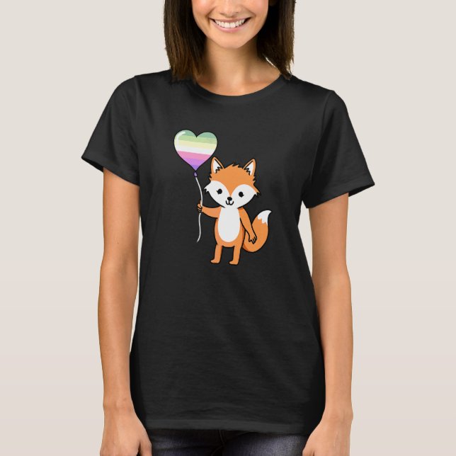 Fox Heart Balloon Genderfae T-Shirt (Vorderseite)