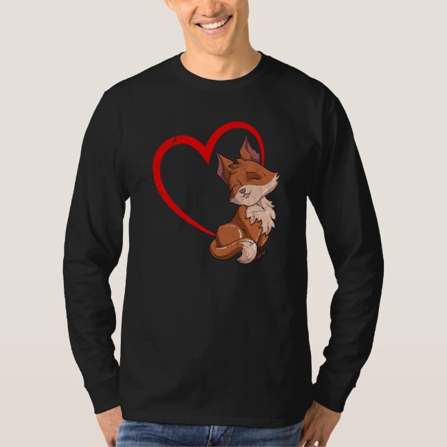 Fox Heart Forest Animal Nature Wildlife Fox T-Shirt (Vorderseite)