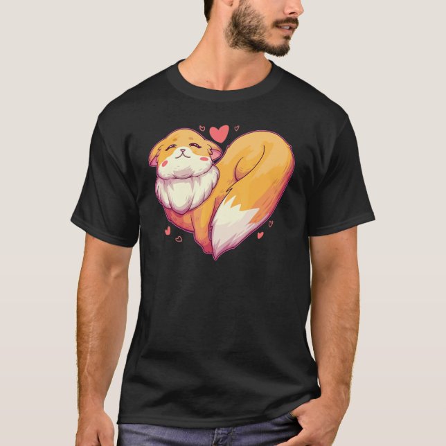 Fox Heart   Retro Animal Wild Zoo Classic Passion  T-Shirt (Vorderseite)