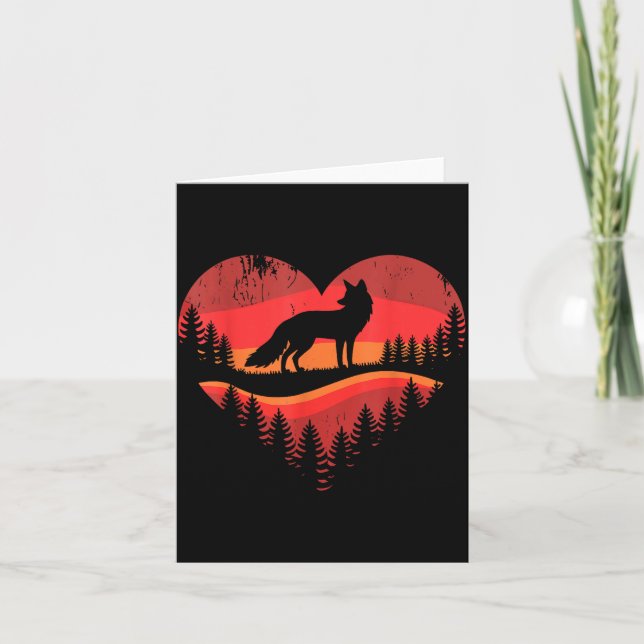 Fox Heart Valentines Animal Fox Lover Men Women Gi Karte (Vorderseite)