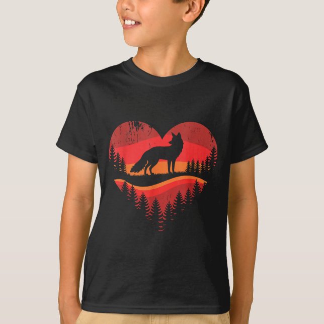 Fox Heart Valentines Animal Fox Lover Men Women Gi T-Shirt (Vorderseite)