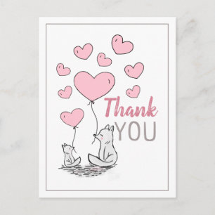 Fox Hearts Baby Dusche Danke Postcard Einladungspostkarte
