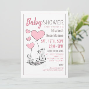 Fox Hearts Baby Shower Einladung