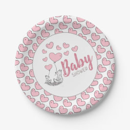Fox Hearts Baby Shower Paper Plate Pappteller