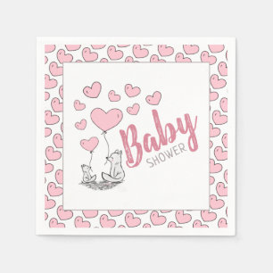 Fox Hearts Baby Shower Serviette