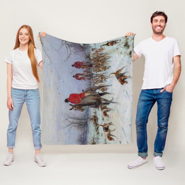 Fox Hunt Huntsmen und Hunden kehren Zuhause zurück Fleecedecke (Beispiel)