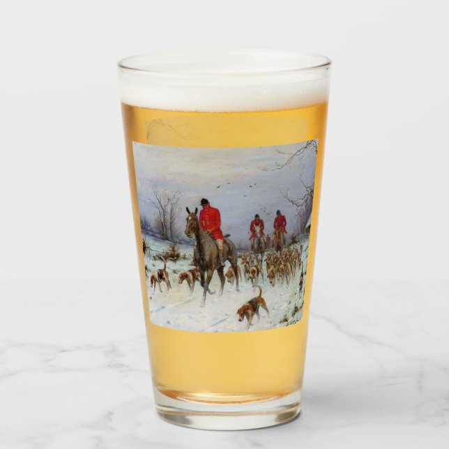 Fox Hunt Huntsmen und Hunden kehren Zuhause zurück Glas (Rückseite (gefüllt))