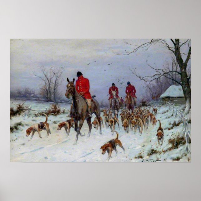 Fox Hunt Huntsmen und Hunden kehren Zuhause zurück Poster (Vorne)