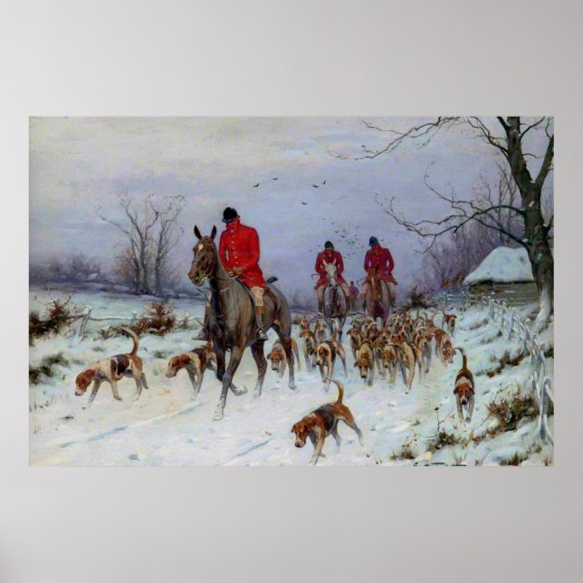 Fox Hunt Huntsmen und Hunden kehren Zuhause zurück Poster (Vorne)
