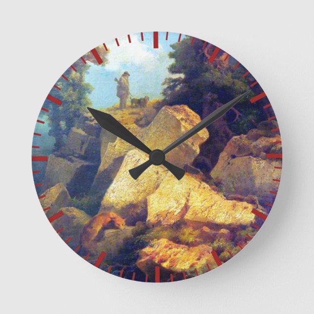 Fox Hunt Josef Navrátil nach 1850 Runde Wanduhr (Vorderseite)