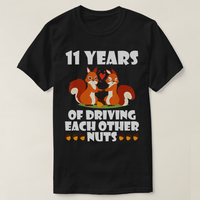 Fox Husband Ehefrau Verheiratet 11 Jahre Autofahre T-Shirt (Design vorne)