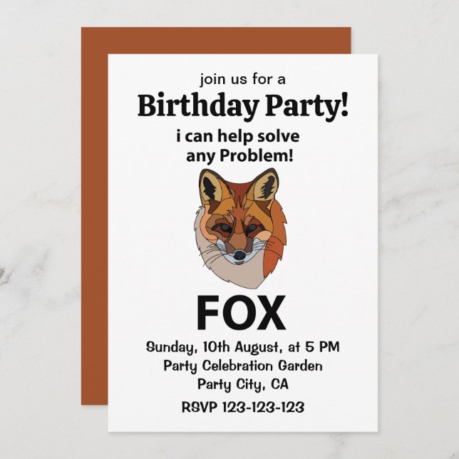 Fox ich kann helfen, jedes Problem Funny Fox zu lö Einladung (Vorne/Hinten)
