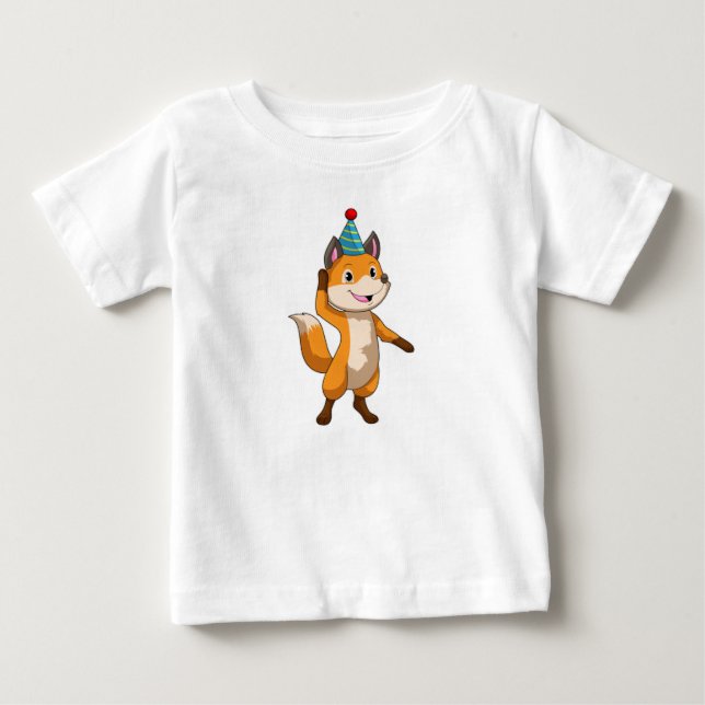 Fox im Party mit Party Hut Baby T-shirt (Vorderseite)