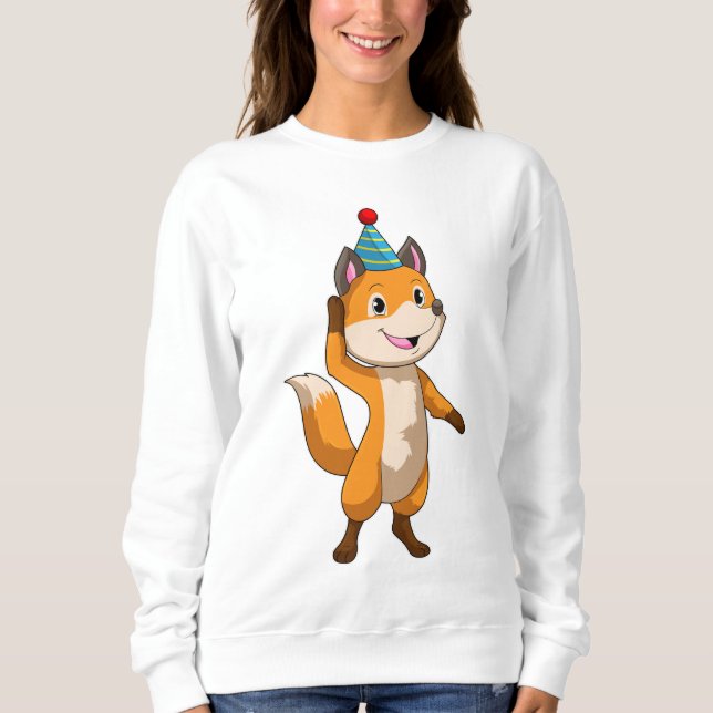 Fox im Party mit Party Hut Sweatshirt (Vorderseite)