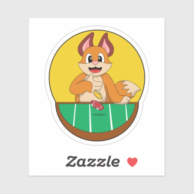 Fox im Poker mit Poker-Chips Aufkleber (Blatt)