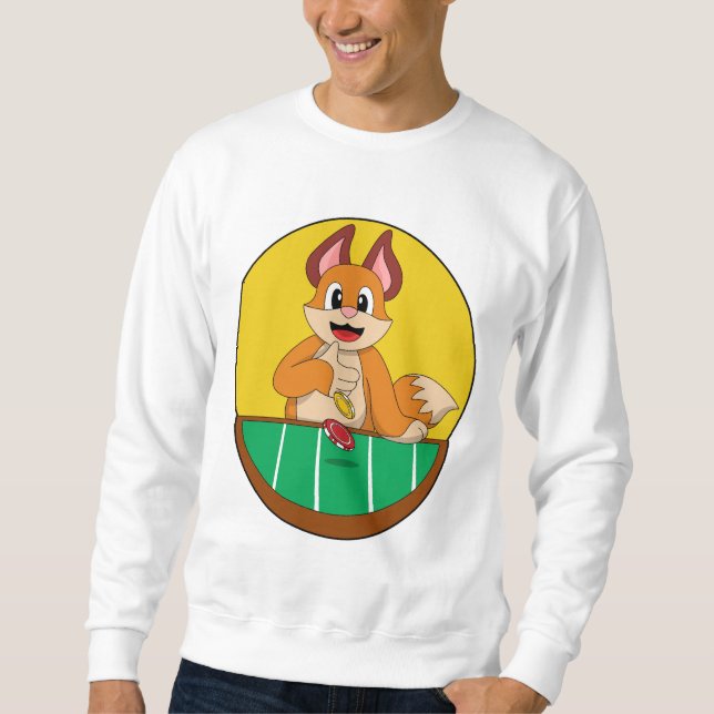Fox im Poker mit Poker-Chips Sweatshirt (Vorderseite)