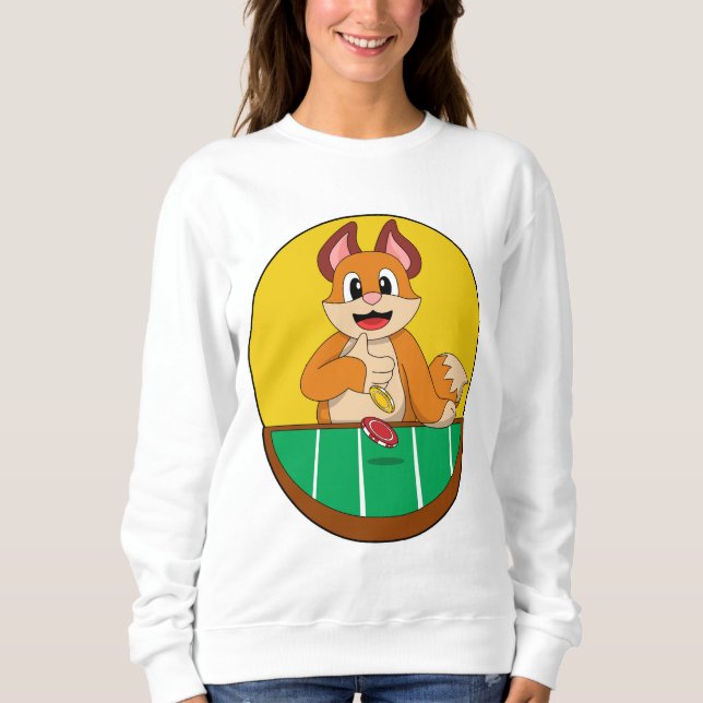 Fox im Poker mit Poker-Chips Sweatshirt (Vorderseite)