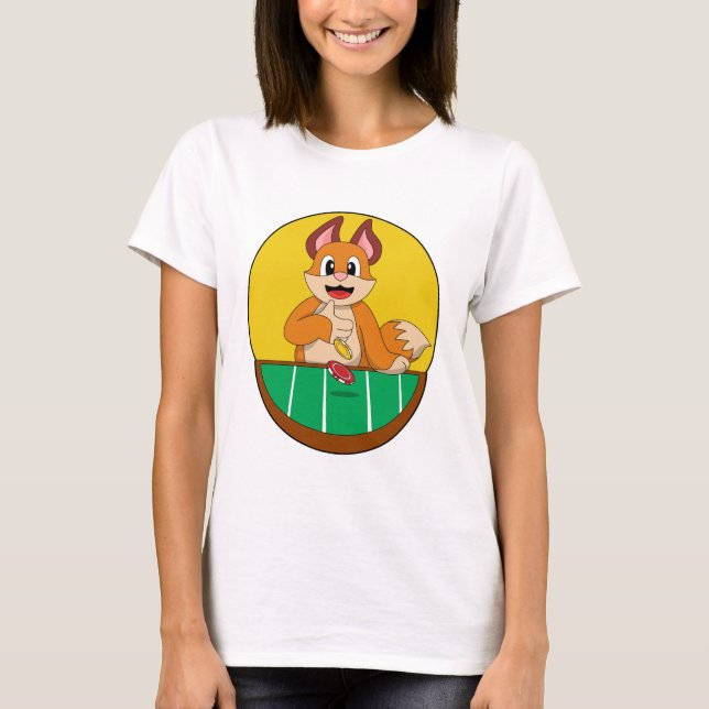 Fox im Poker mit Poker-Chips T-Shirt (Vorderseite)