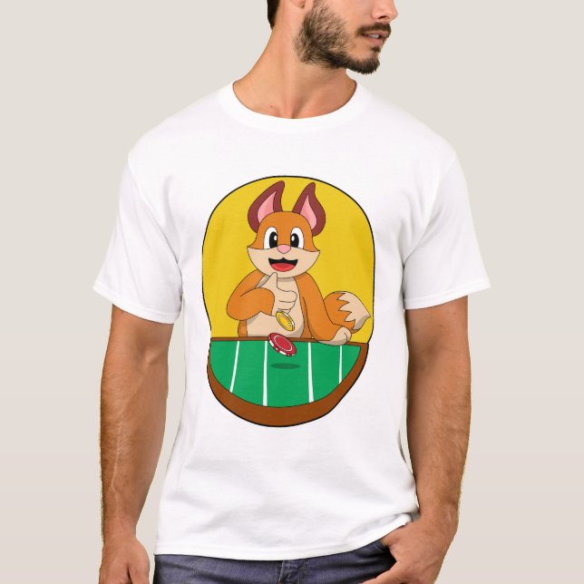 Fox im Poker mit Poker-Chips T-Shirt (Vorderseite)