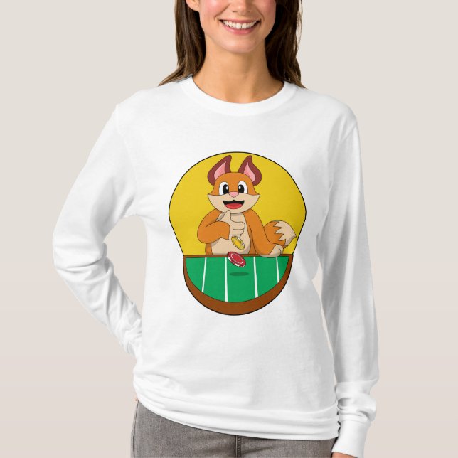 Fox im Poker mit Poker-Chips T-Shirt (Vorderseite)