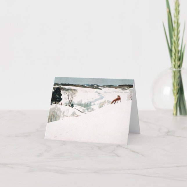 Fox im Schnee von Newell Convers Wyeth Dankeskarte (Vorderseite)