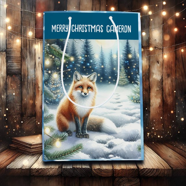 Fox im verzauberten Wald Personalisierte Weihnacht Mittlere Geschenktüte (Von Creator hochgeladen)