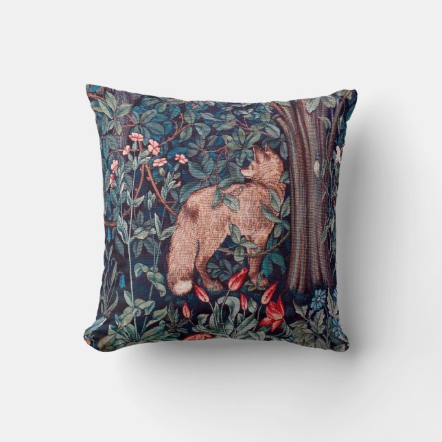 Fox im Wald, William Morris Kissen (Vorderseite)