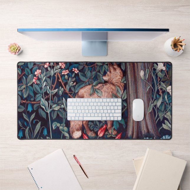 Fox im Wald, William Morris Schreibtischunterlage (Büro 1)