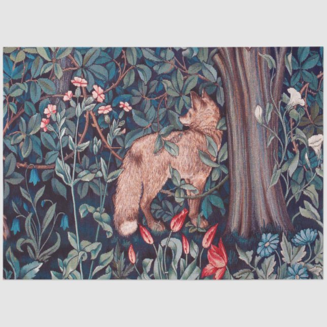 Fox im Wald, William Morris Seidenpapier (Vorderseite)