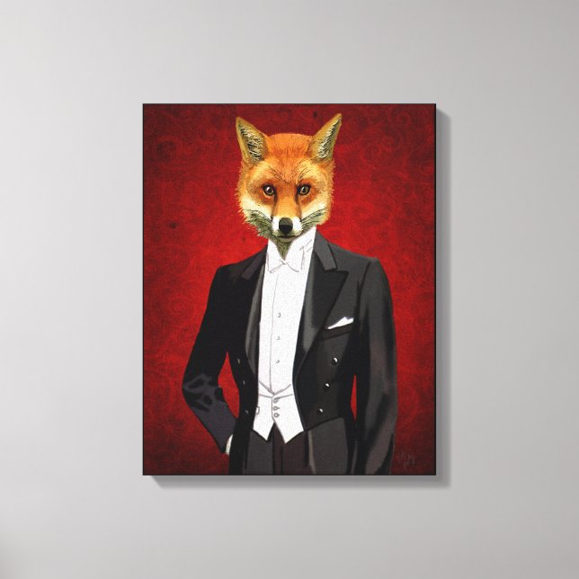 Fox in Abend Anzug, Portrait Leinwanddruck (Vorderseite)